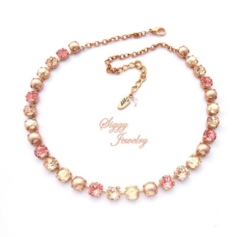 Swarovski Rose Peach and Rose Gold Pearl Necklace